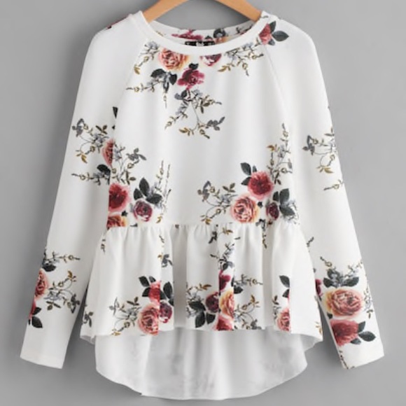 SHEIN Tops - Gorgeous Floral Flowy Peplum Tunic